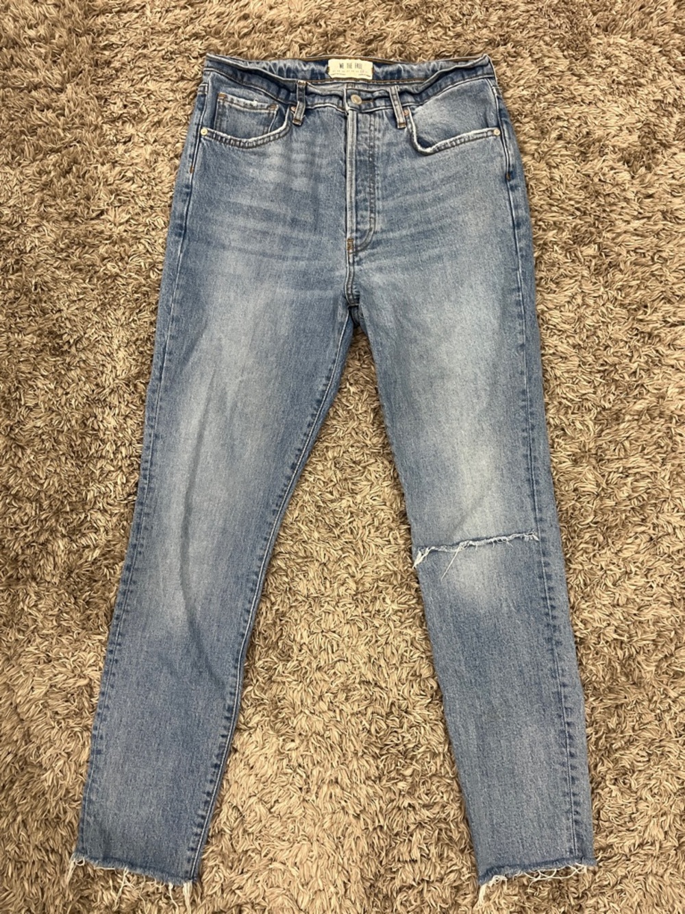 We The Free Light Blue High-Rise Denim Jeans.     Button Fly